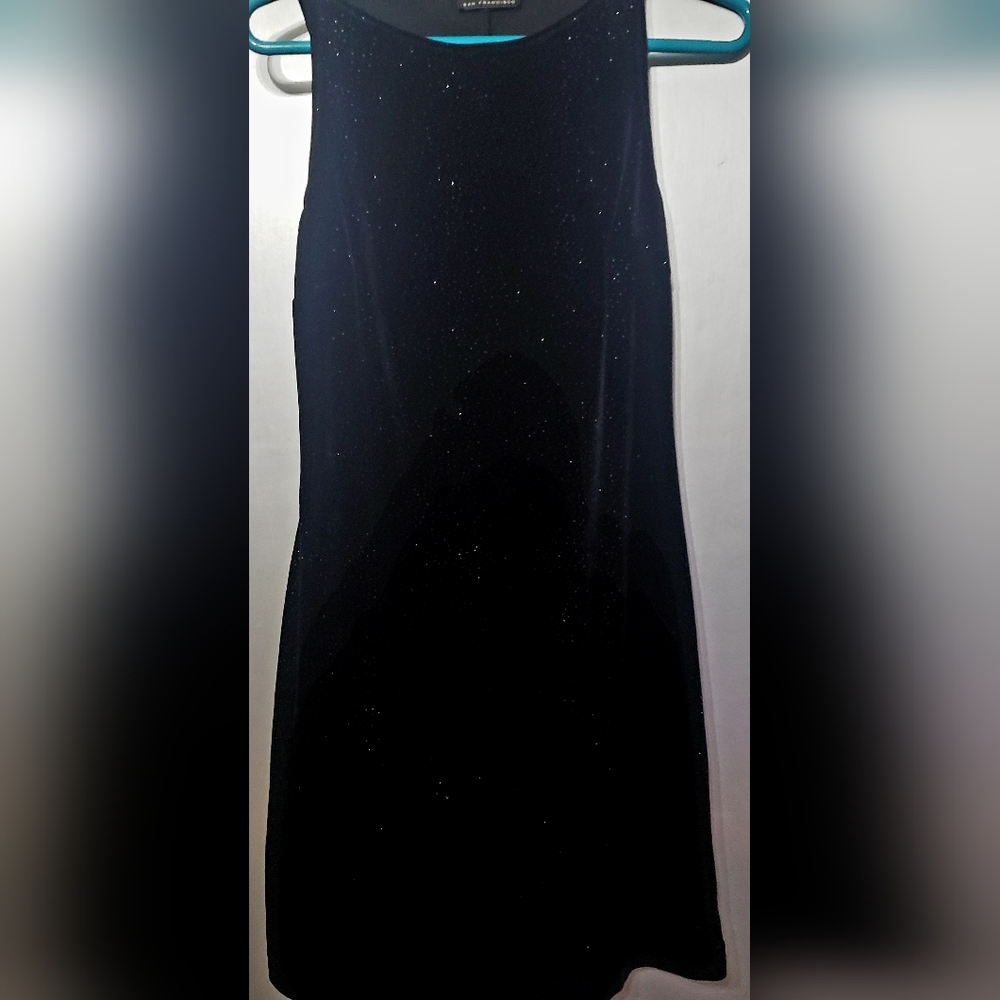 SEXY LITTLE SEQUINED BLACK DRESS. I.N. SAN FRANCISCO. SZ M. SOFT VELOUR FEEL